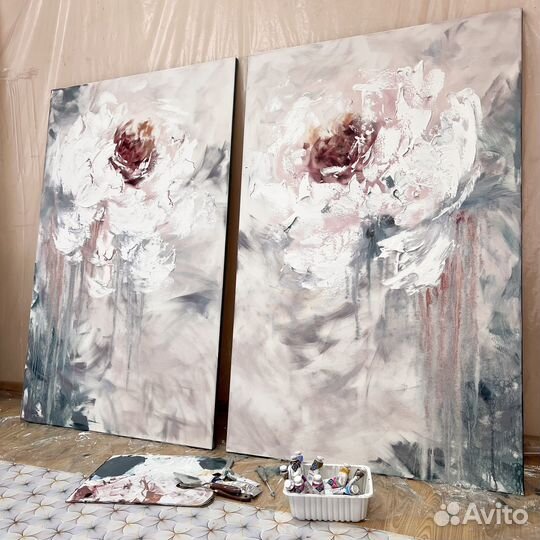 Интерьерная Картина Большая Нежная Картина Пион