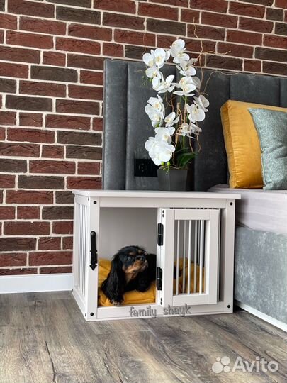 Интерьерная клетка для собак в молочном цвете