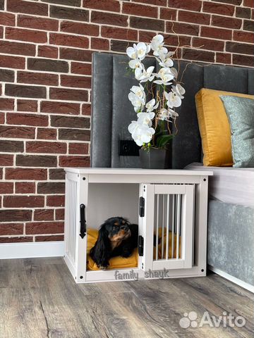 Интерьерная клетка для собак в молочном цвете