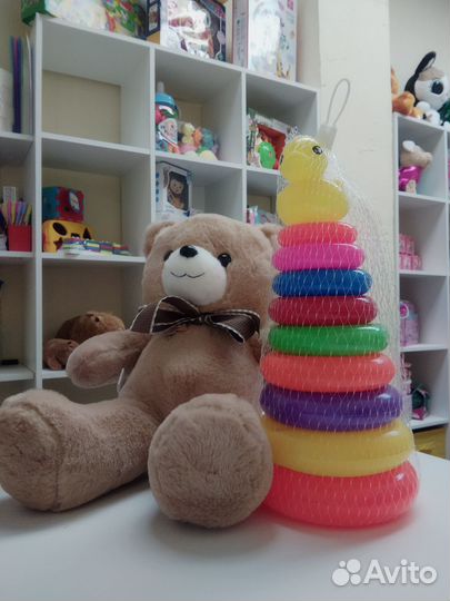 Подарок для малыша пирамидка мягкий мишка