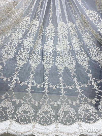 Тюль люкс цвета мягкое золото. Новый