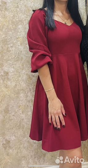 Платье 42 бордовый винный