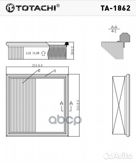 Totachi TA-1862 VIC OEM 2108-0110-901 mann C22 117