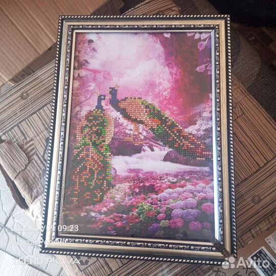 Картина из страз павлины