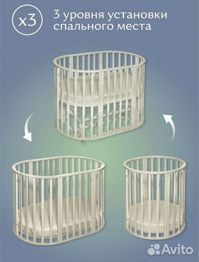 Новая детская кроватка трансформер с маятником 9в1