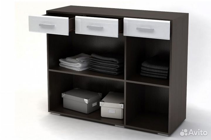 Ненси Комод (Дуб крафт золотой/Белый глянец)