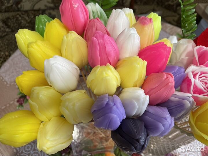 Тюльпаны из мыла в букетах