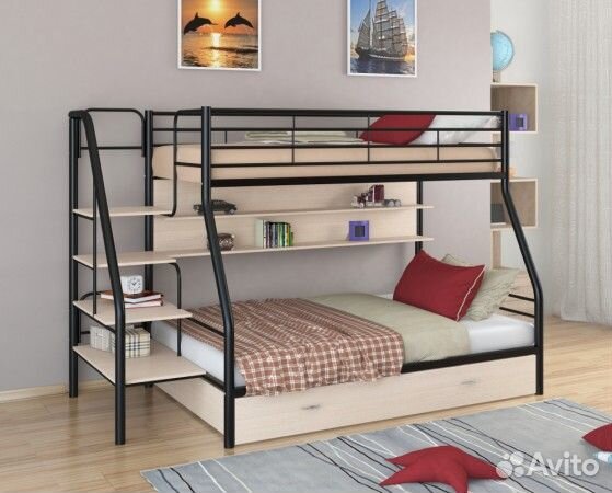 Кровать двухъярусная металл до 300 кг фмт-1 new