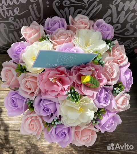 Букет для бабушки из мыльных цветов