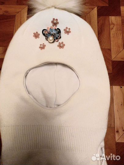 Шапка шлем для девочки зима