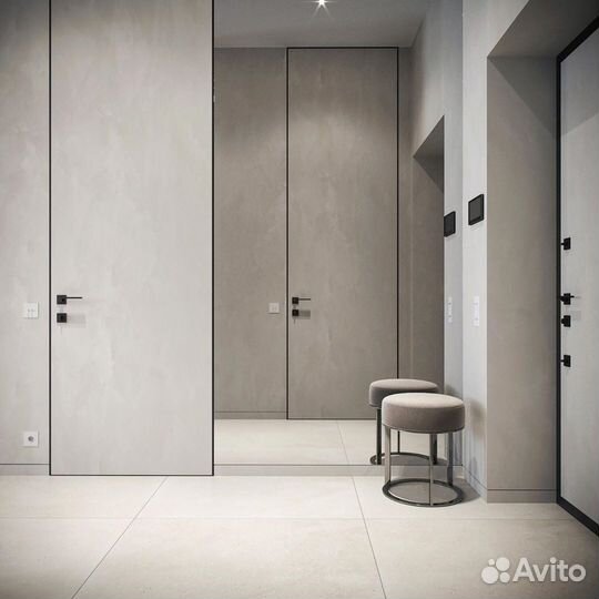 Дверь скрытого монтажа под покраску кромка алюмини