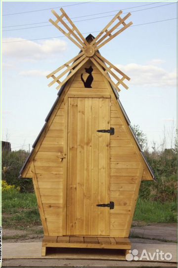 Дачный туалет деревянный прямоугольник MAJ