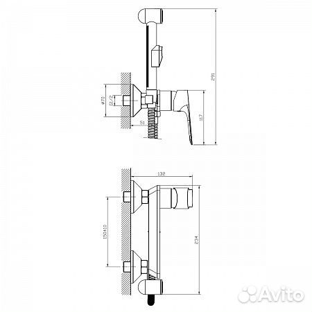 Смеситель Rossinka RS27-52 одноручный (35 мм) с гигиеническим душем, хром