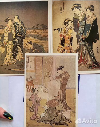 Японская живопись. Репродукция. Винтаж