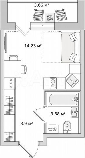 Квартира-студия, 21,4 м², 18/21 эт.