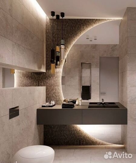 Полугруглое зеркало с подсветкой на заказ