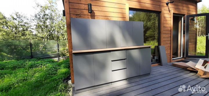 Кухня комплект серая