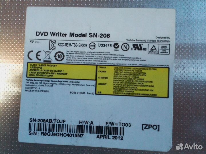 Оптический привод DVD-RW SN-208 SN-208AB