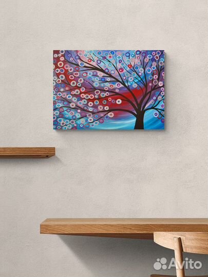 Картина в арт стиле с красивым деревом 70х50