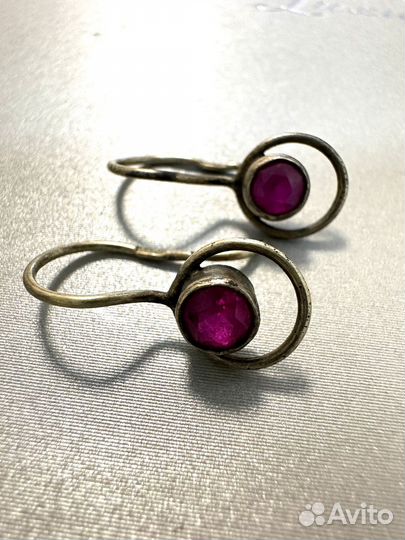 Серьги с корундом СССР