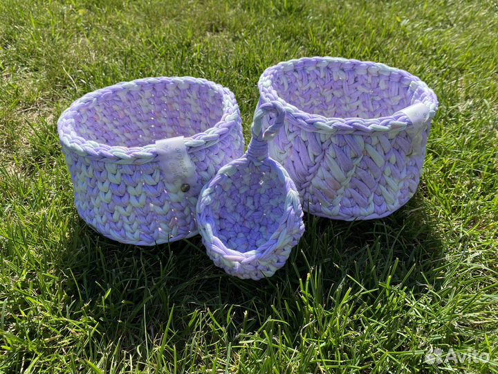 Интерьерная корзинка из трикотажной пряжи