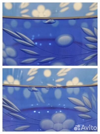 Салатник. Кобальтовый хрусталь. Винтаж