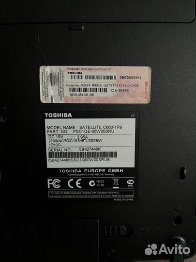 Ноутбук Toshiba satellite c660