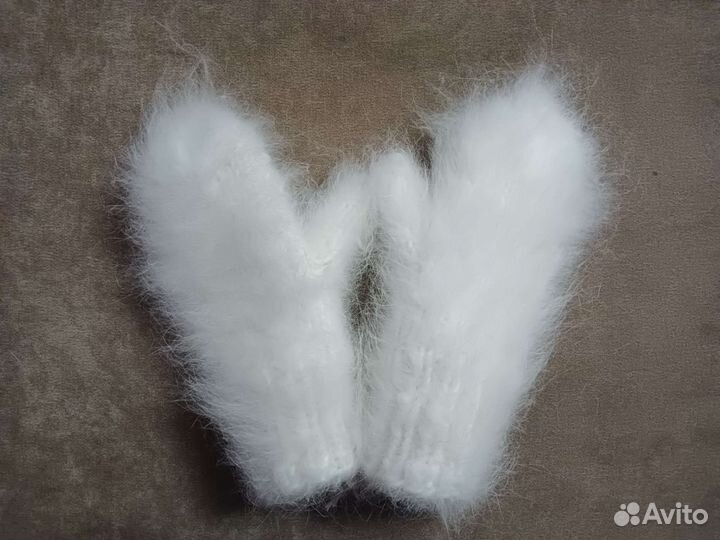 Варежки из кролика пуховые ручная работа