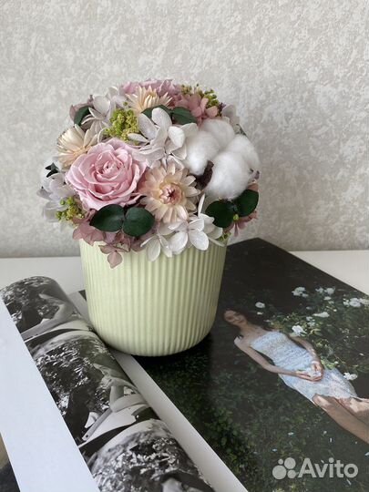 Сухоцветы стабилизированные цветы роза в колбе