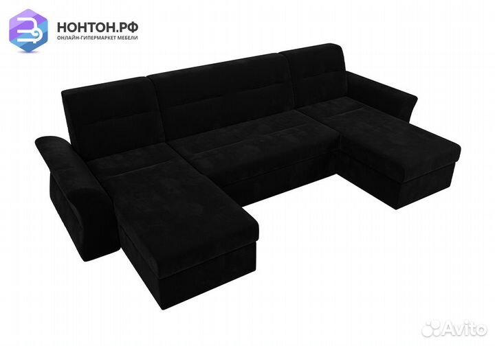 Диван п-образный дельфин Клайд микровельвет чёрный