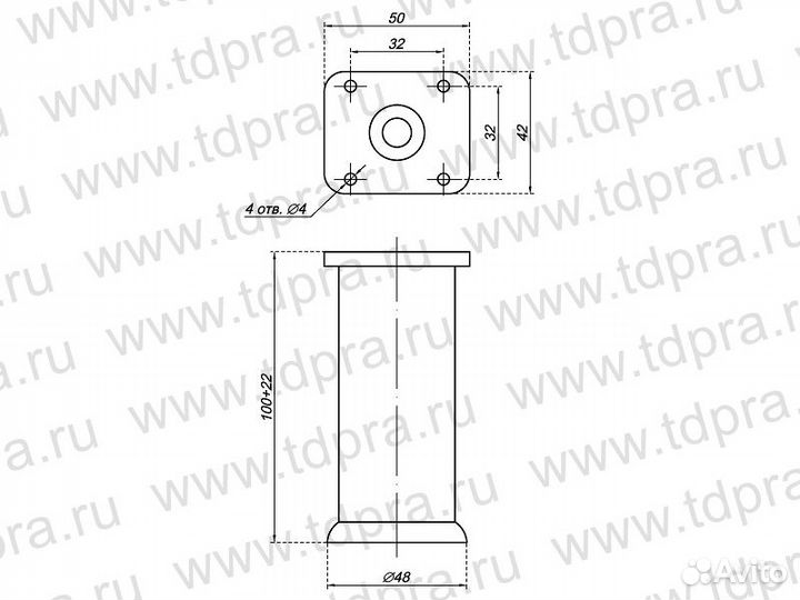 Опора декоративная H100мм 7 Т2-50.22 серебро