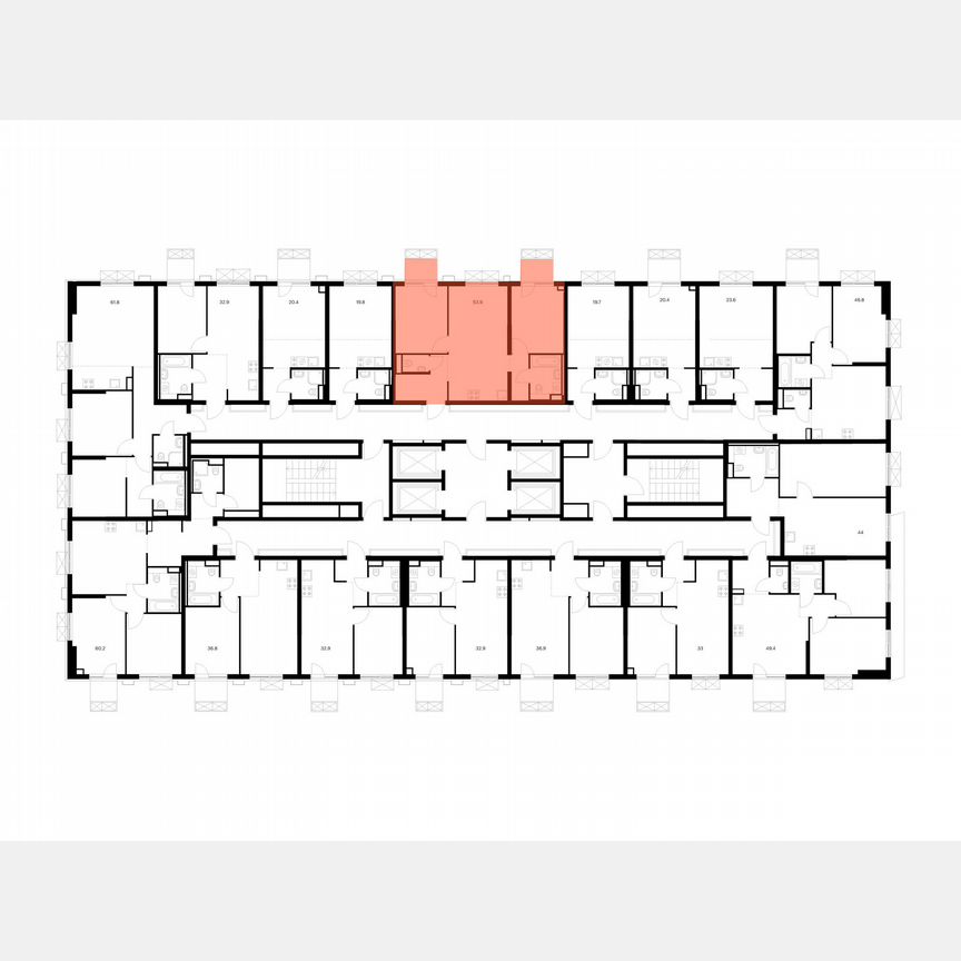 2-к. квартира, 53,9 м², 2/22 эт.