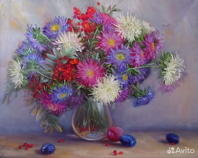 Авторские натюрморты маслом с цветами
