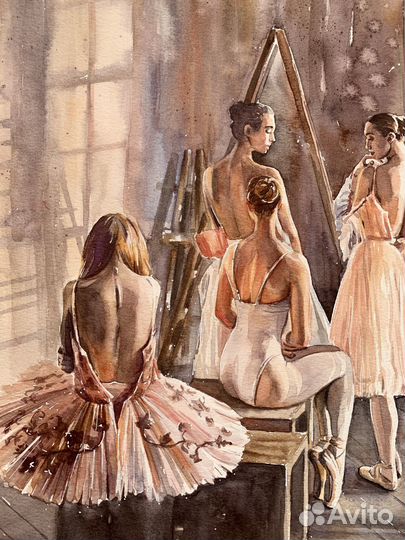 Картина балерины акварелью