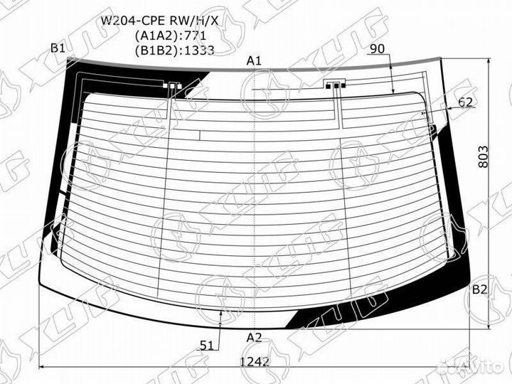 Стекло заднее с обогревом mercedes-benz C-class