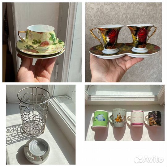 Кофейные пары, кружки, подставка, пепельница