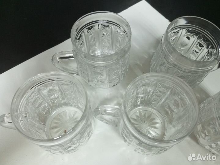 Набор кружек с резным декором Хрусталь СССР 5 шт