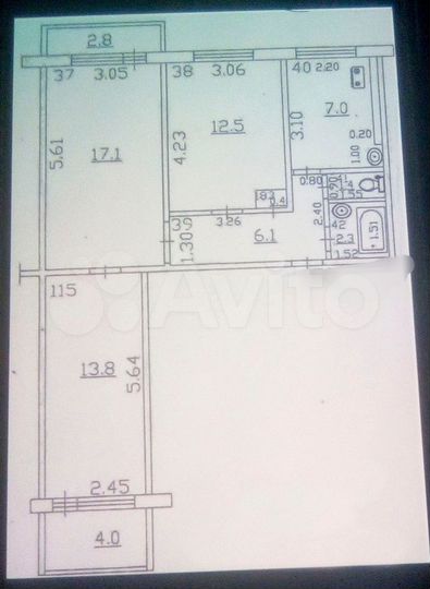 3-к. квартира, 62,2 м², 7/9 эт.