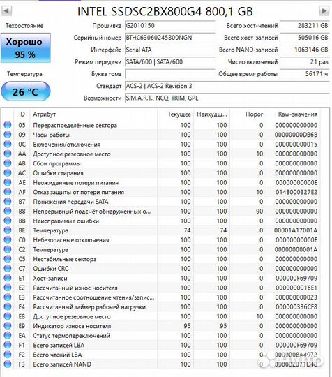SSD Intel S3610 800gb
