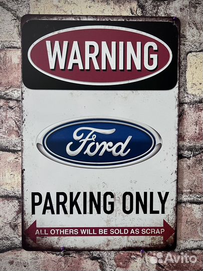 Декор на стену Warning Parking Only Ford