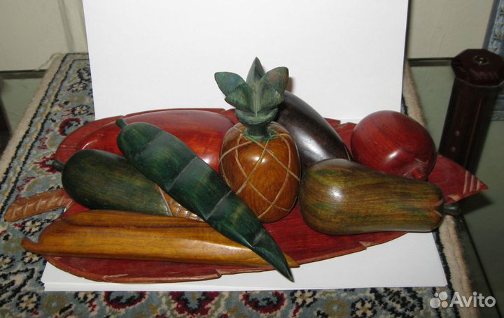 Поднос Большой Овощи Дерево Сувенир 30 см