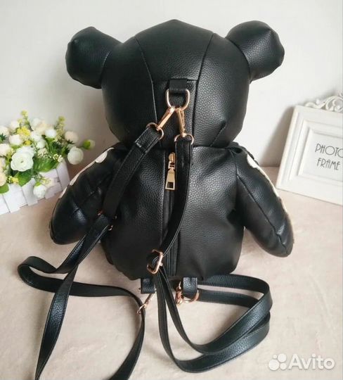 Кожаный рюкзак медведь 63см