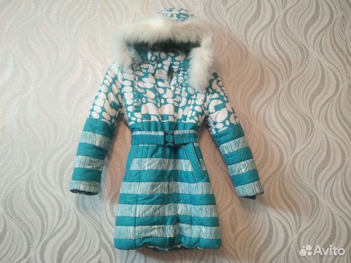 Зимний пуховик 146 для девочки Снегурочки
