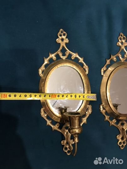 Настенные подсвечники с зеркалом бронза пара