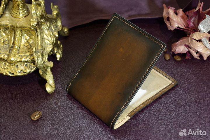 Кожаная обложка на удостоверение мвд, кожа