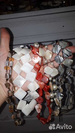 Новые бусы из натуральных полудр.камней,серьги925