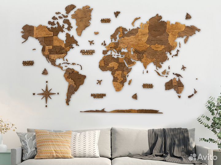 Карта мира из дерева