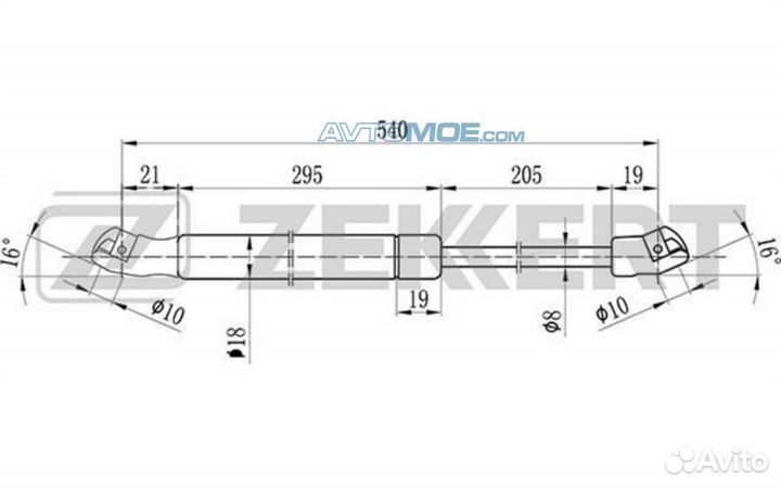 Пружина газовая багажника Opel Zafira A 99- GF1096
