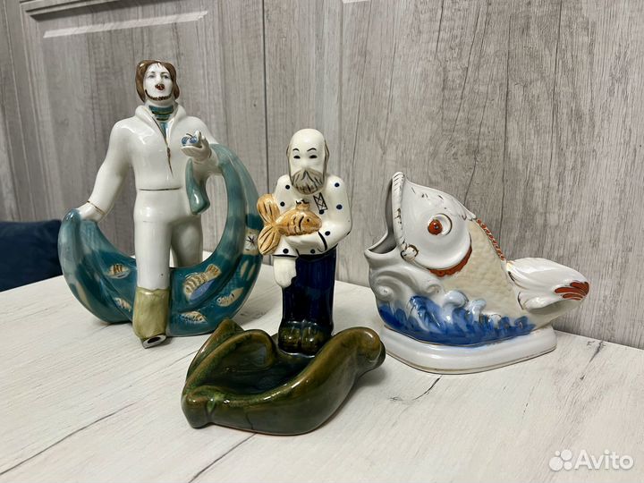 Фарфор СССР рыбакам, рыбная тема