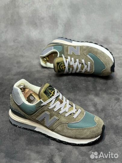 New balance 574 stone island из натурального замша